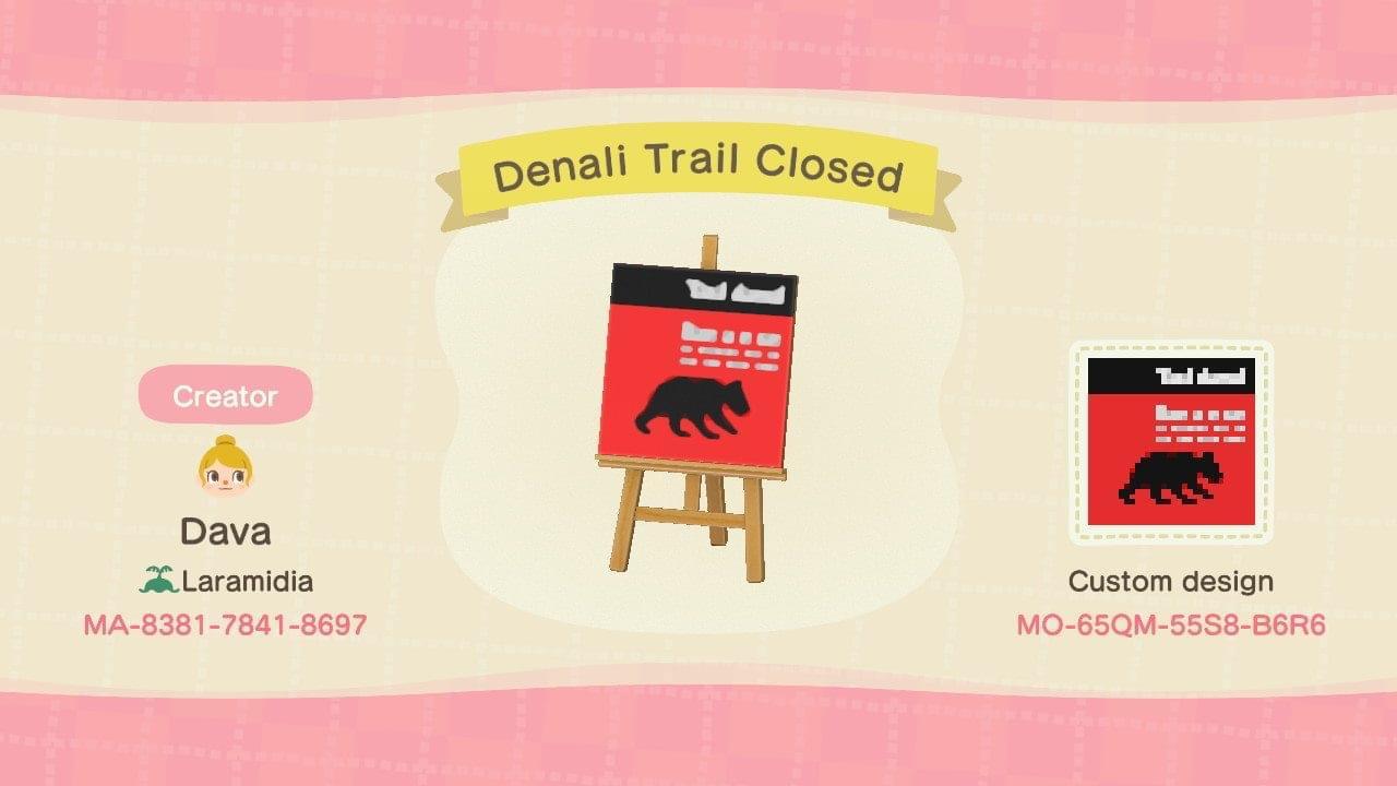 Animal Crossing Design Code: MO-65QM-55S8-B6R6 Denali Trail Closed