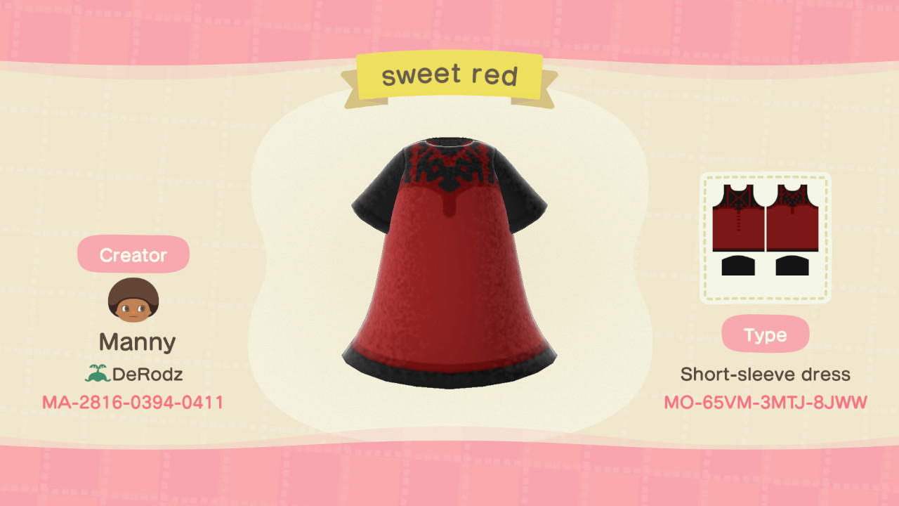 Animal Crossing Design Code: MO-65VM-3MTJ-8JWW Sweet Red
