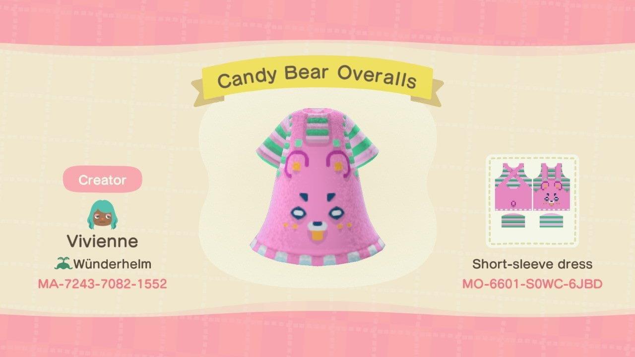 Animal Crossing Design Code: MO-6601-S0WC-6JBD Candy Bear Overalls