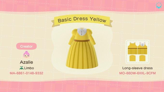 Animal Crossing Design Code: MO-66DW-6XXL-9CFM Basic Dress Yellow