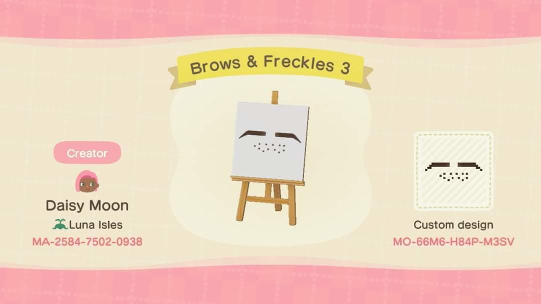 Animal Crossing Design Code: MO-66M6-H84P-M3SV Brows & Frecks Dark