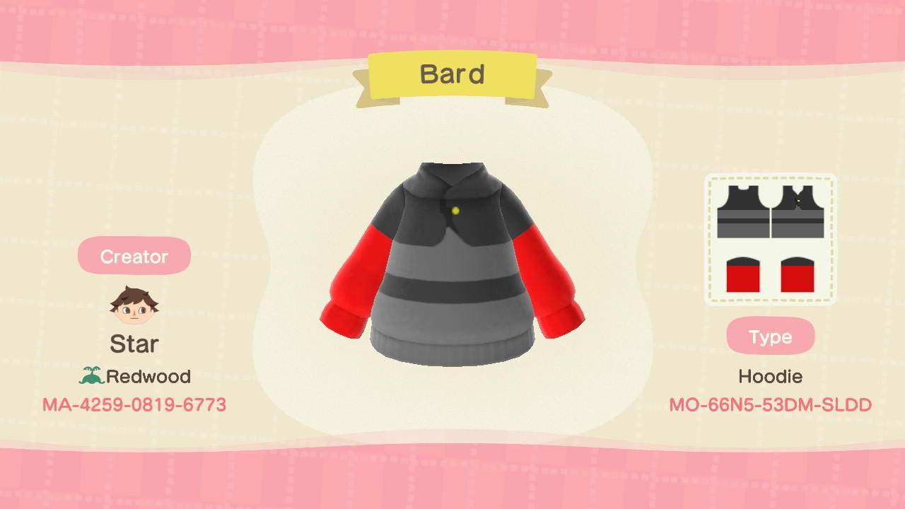 Animal Crossing Design Code: MO-66N5-53DM-SLDD Bard