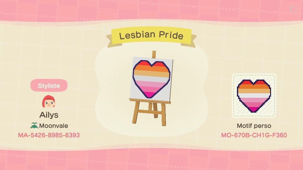 Animal Crossing Design Code: MO-670B-CH1G-F360 Lesbian Pride Heart