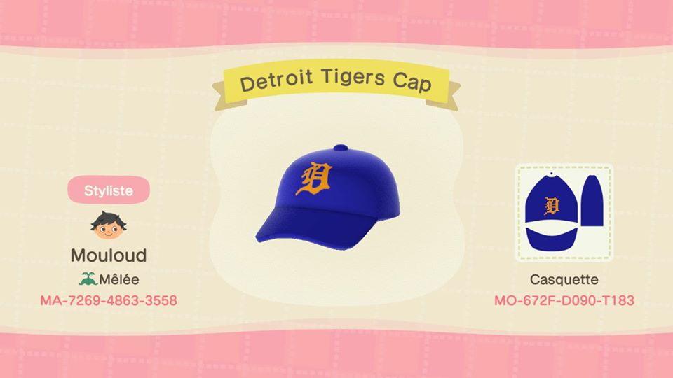 Animal Crossing Design Code: MO-672F-D090-T183 Detroit Tigers Hat