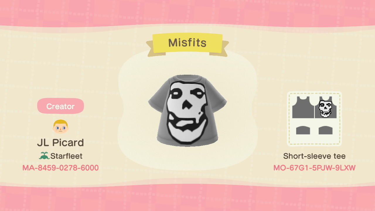 Animal Crossing Design Code: MO-67G1-5PJW-9LXW MISFITS