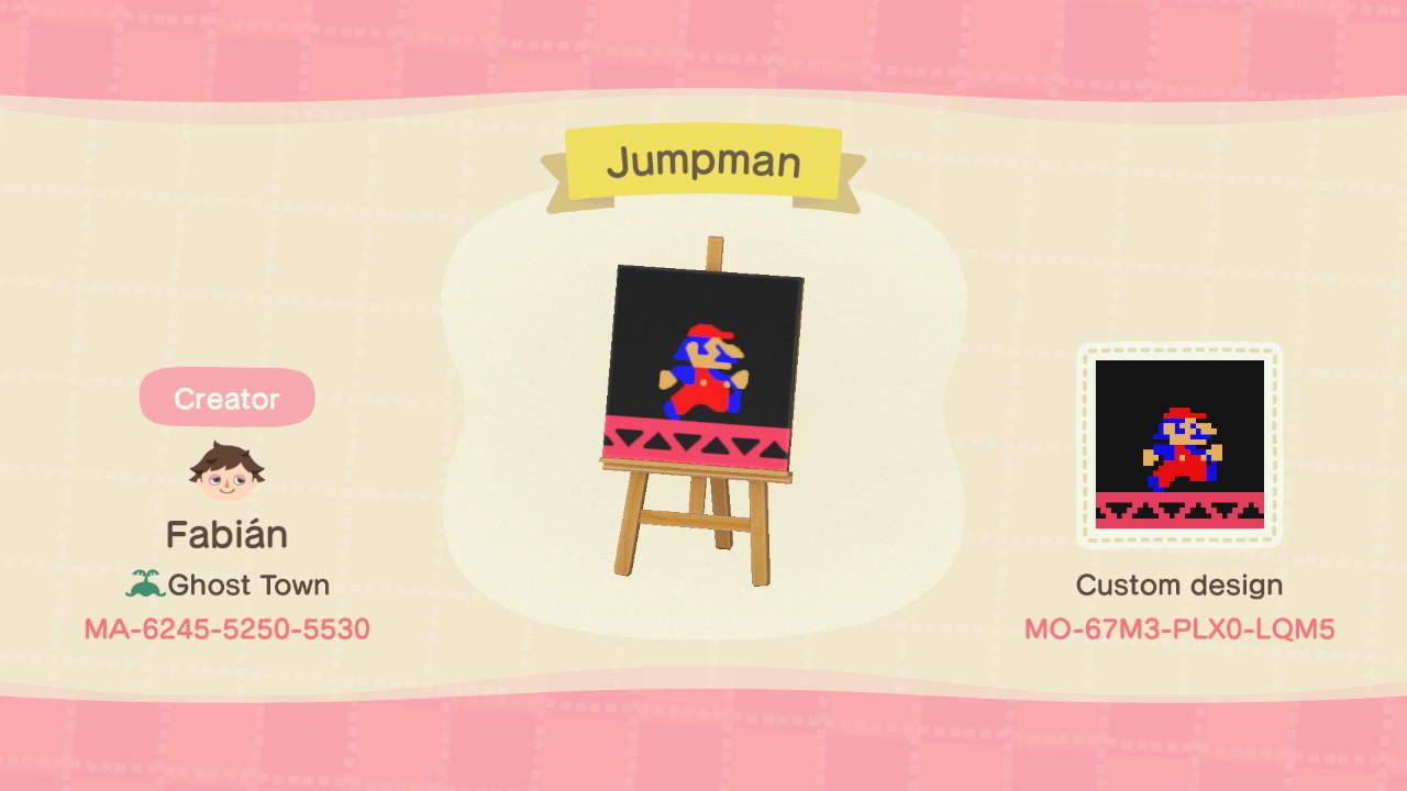 Animal Crossing Design Code: MO-67M3-PLX0-LQM5 Jumpman
