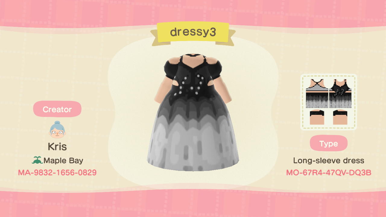 Animal Crossing Design Code: MO-67R4-47QV-DQ3B Haunting Dress