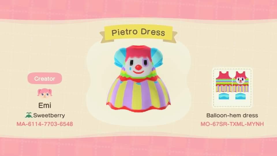Animal Crossing Design Code: MO-67SR-TXML-MYNH Pietro Dress