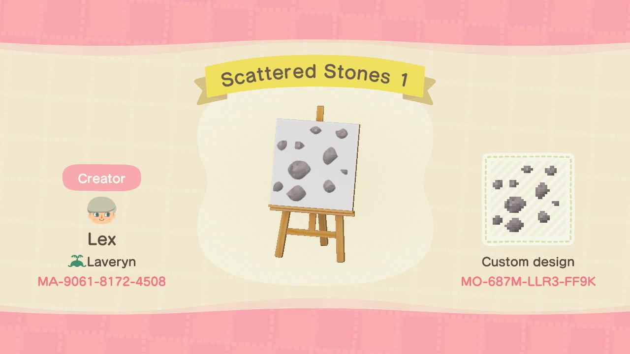 Animal Crossing Design Code: MO-687M-LLR6-FF9K Scattered Stones 1