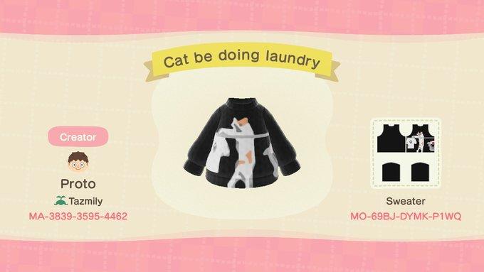 Animal Crossing Design Code: MO-69BJ-DYMK-P1WQ Cat be doing laundry