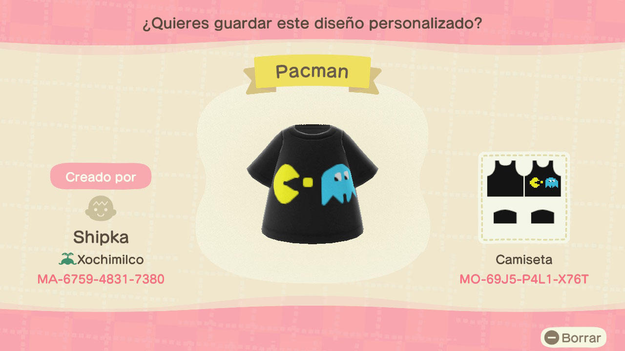 Animal Crossing Design Code: MO-69J5-P4L1-X76T Pacman