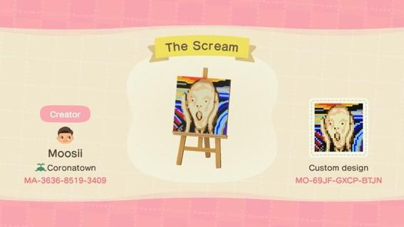 Animal Crossing Design Code: MO-69JF-GXCP-BTJN The Scream