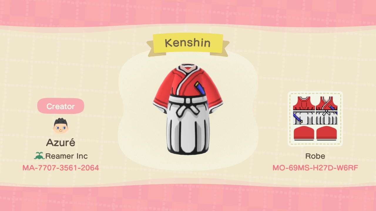 Animal Crossing Design Code: MO-69MS-H27D-W6RF Kenshin