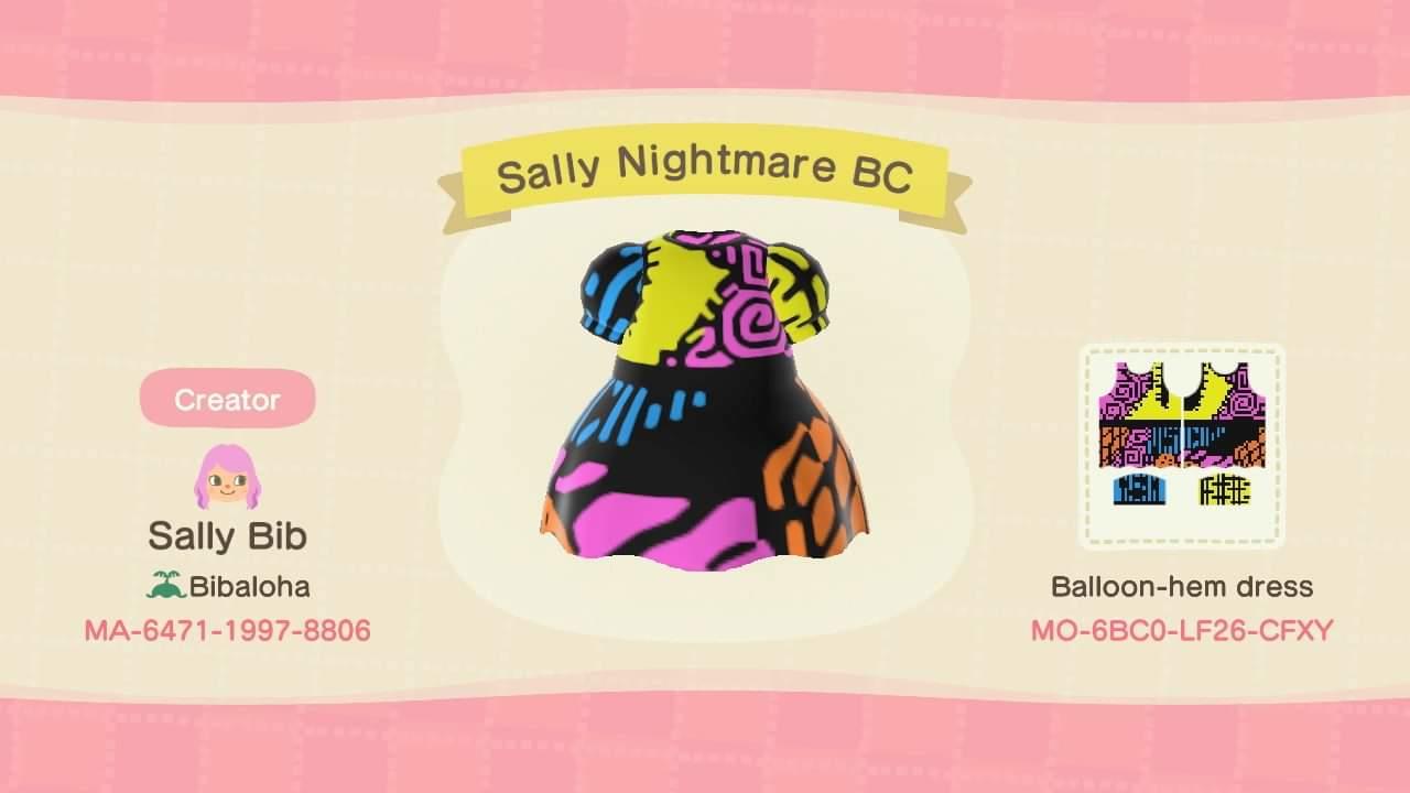 Animal Crossing Design Code: MO-6BC0-LF26-CFXY Sally Nightmare BC