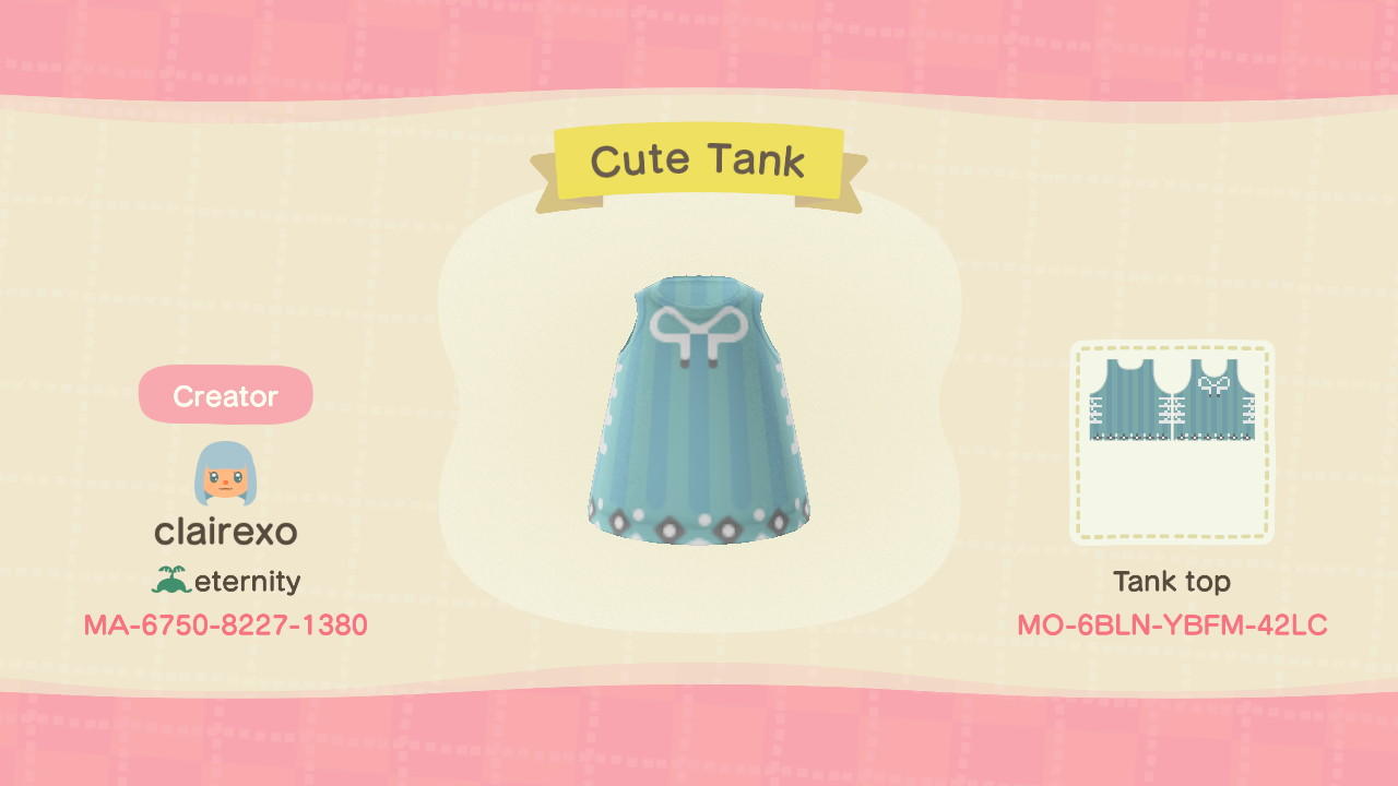 Animal Crossing Design Code: MO-6BLN-YBFM-42LC Cute Tank Green