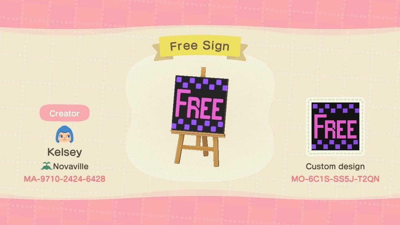 Animal Crossing Design Code: MO-6C1S-SS5J-T2QN Free Sign