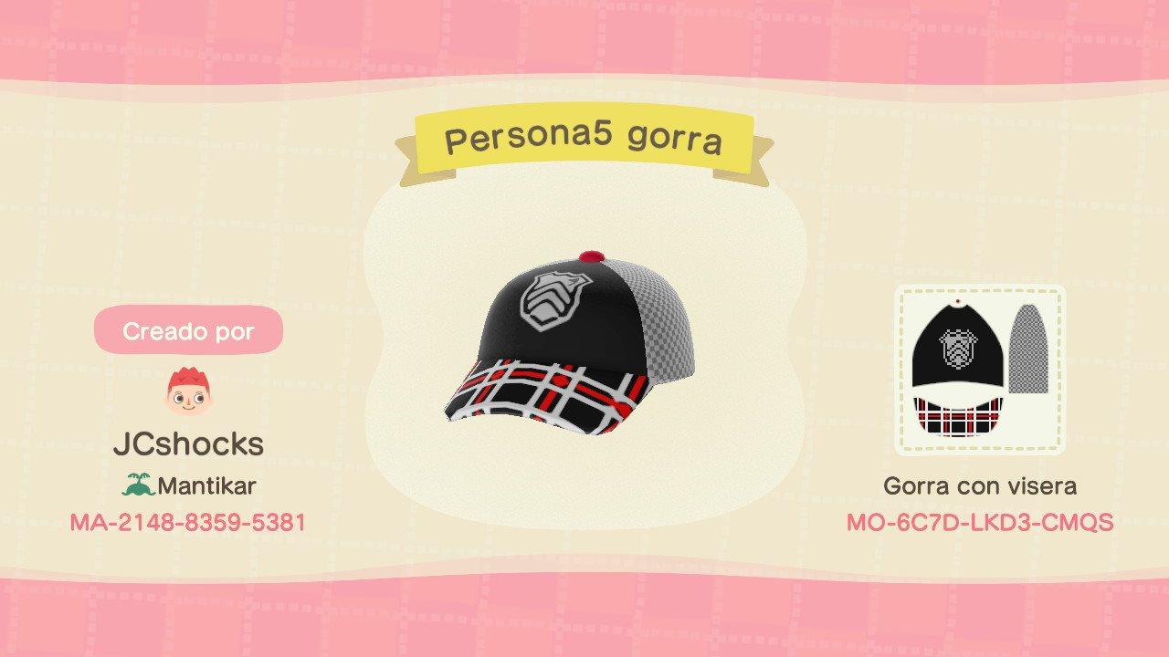 Animal Crossing Design Code: MO-6C7D-LKD3-CMQS Persona 5 Hat