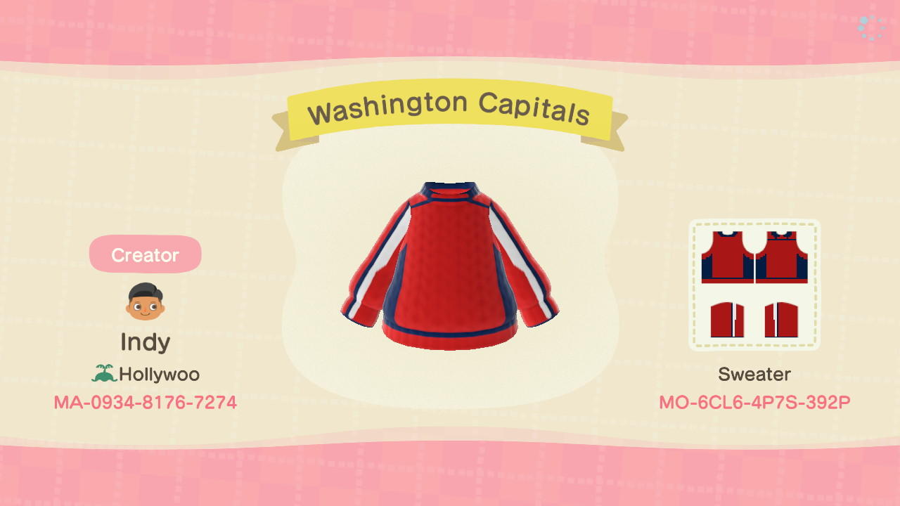 Animal Crossing Design Code: MO-6CL6-4P7S-392P Washington Capitals