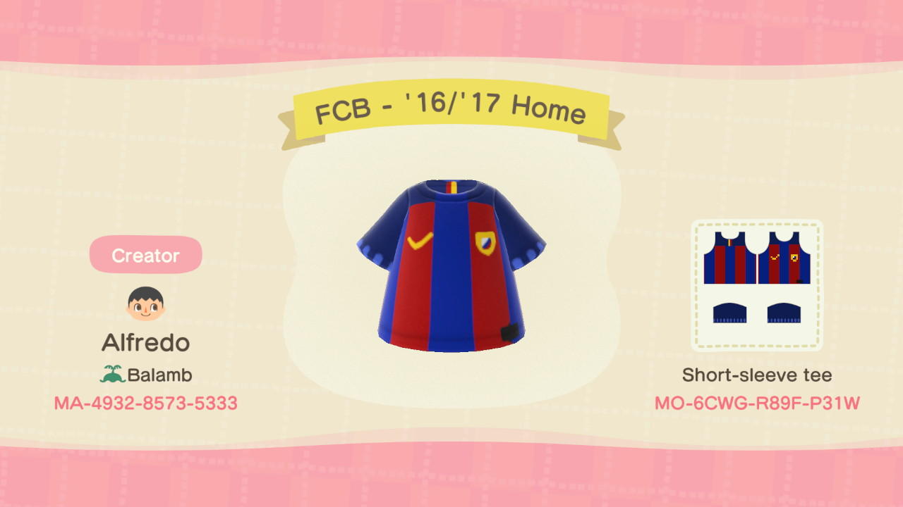 Animal Crossing Design Code: MO-6CWG-R89F-P31W FCB - 16/17 Home