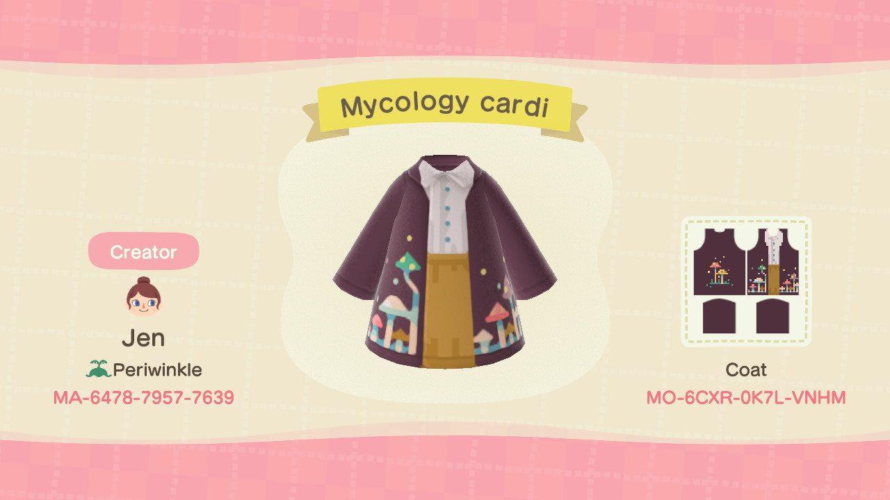 Animal Crossing Design Code: MO-6CXR-0K7L-VNHM Mycology Cardigan