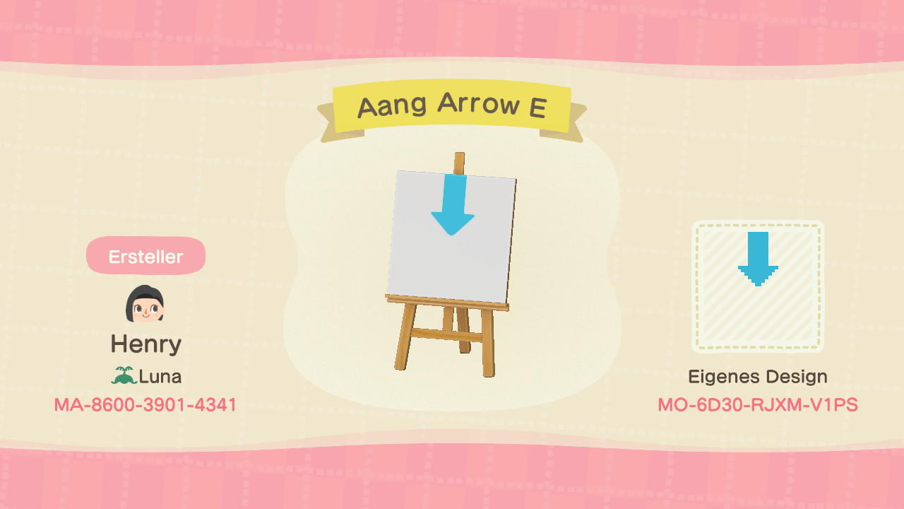 Animal Crossing Design Code: MO-6D30-RJXM-V1PS Avatar Aang Arrow