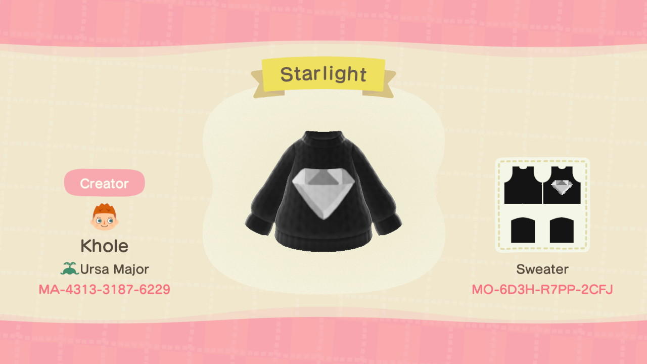 Animal Crossing Design Code: MO-6D3H-R7PP-2CFJ Starlight
