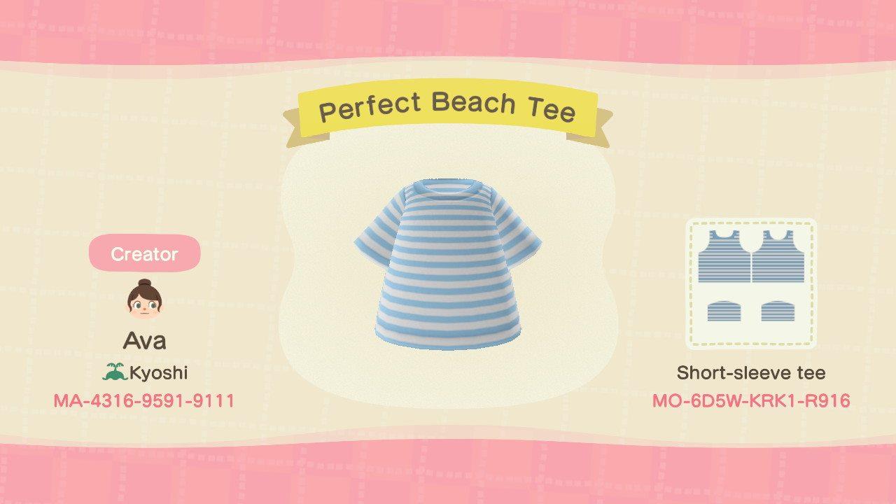 Animal Crossing Design Code: MO-6D5W-KRK1-R916 Perfect Beach Tee