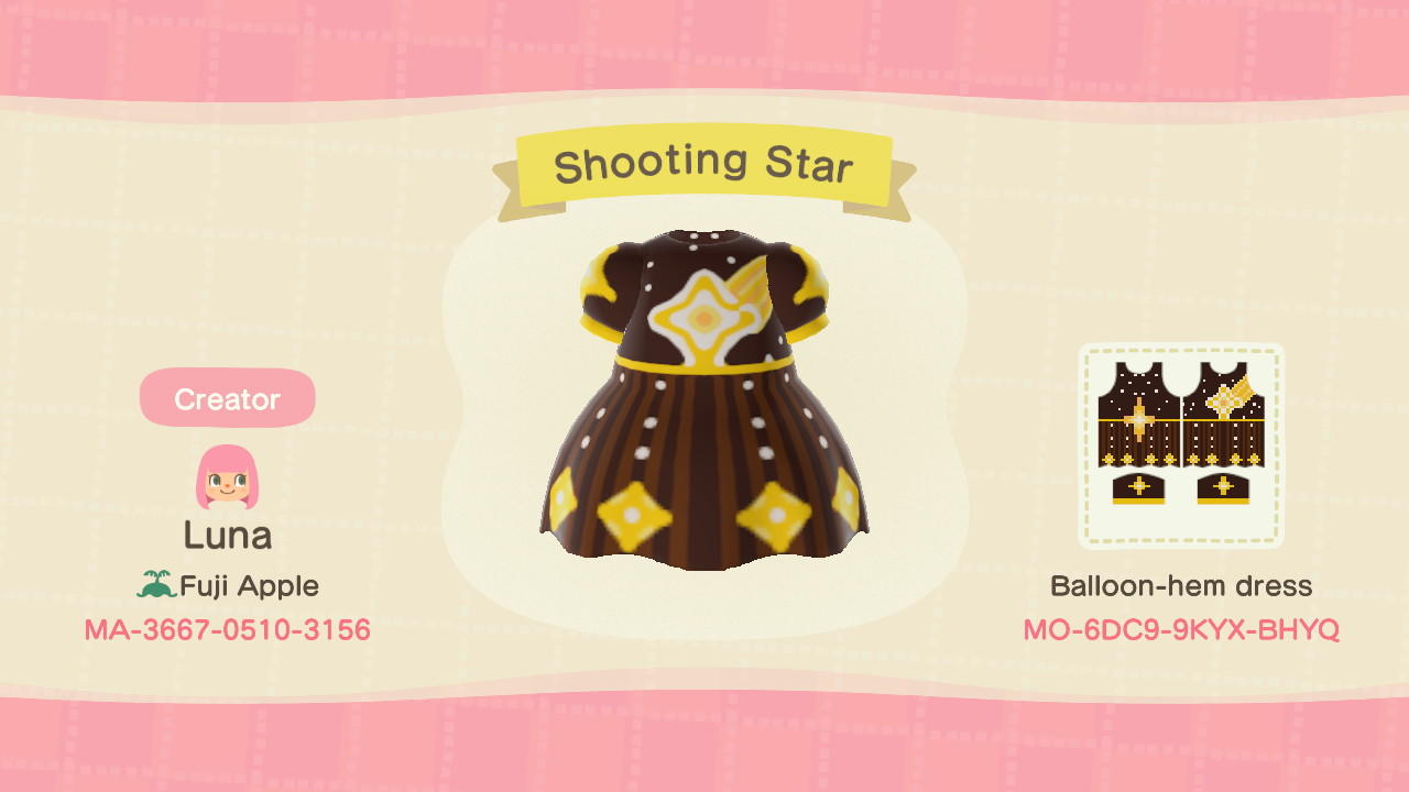 Animal Crossing Design Code: MO-6DC9-9KYX-BHYQ Shooting Star
