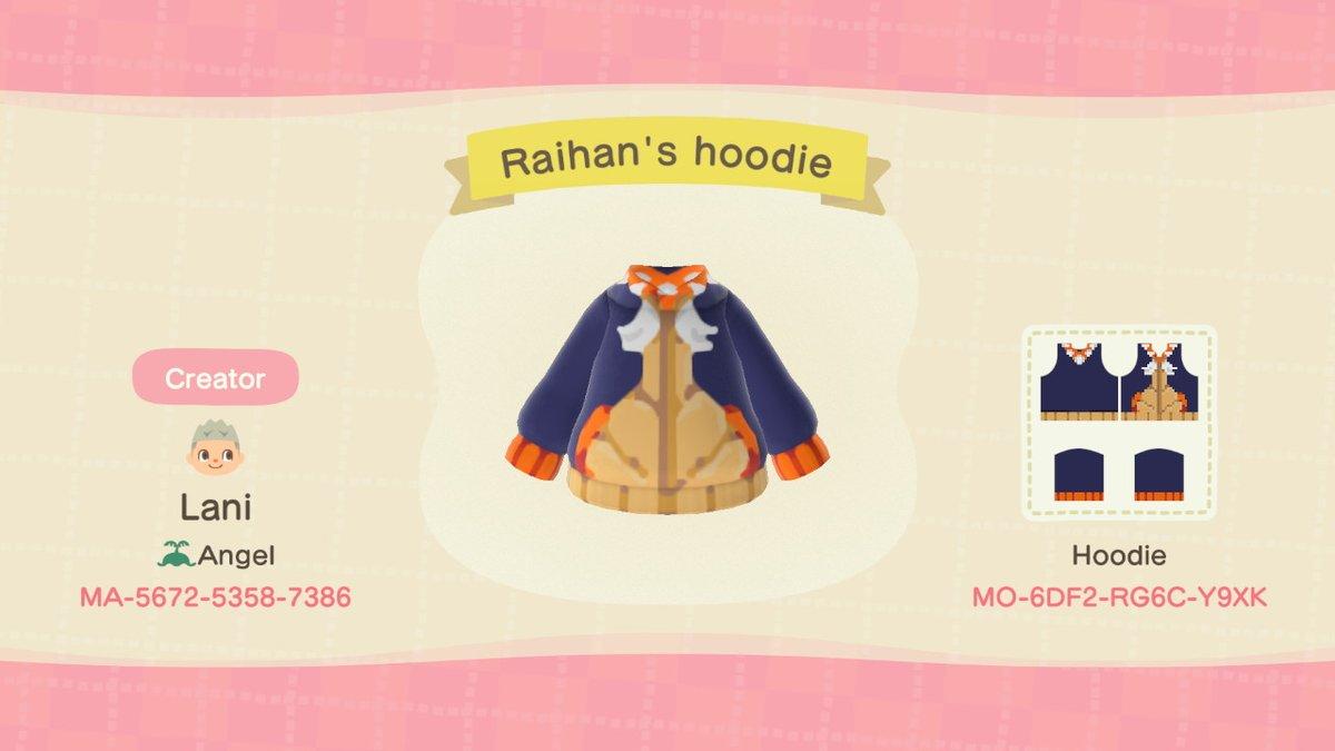 Animal Crossing Design Code: MO-6DF2-RG8C-Y9XK Raihans Hoodie SWSH