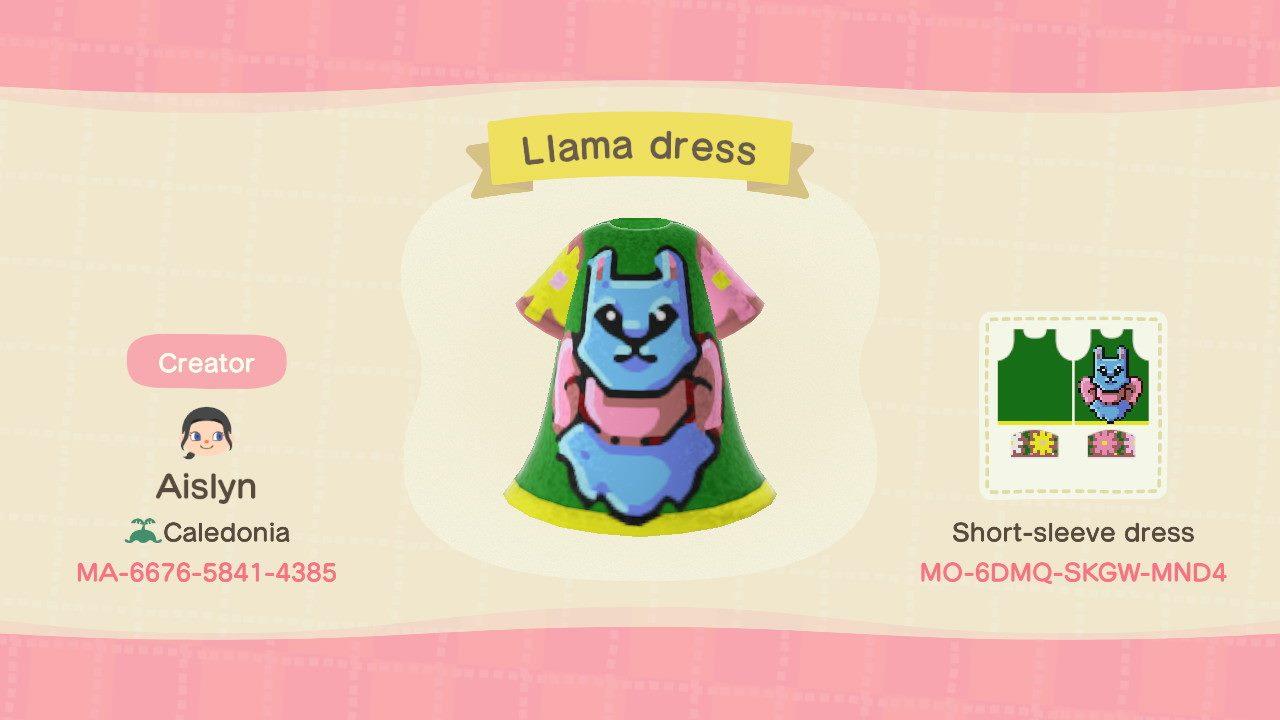 Animal Crossing Design Code: MO-6DMQ-SKGW-MND4 Llama Dress