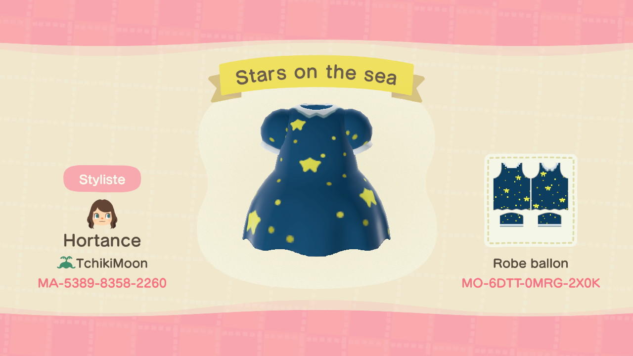 Animal Crossing Design Code: MO-6DTT-0MRG-2X0K Stars on the sea