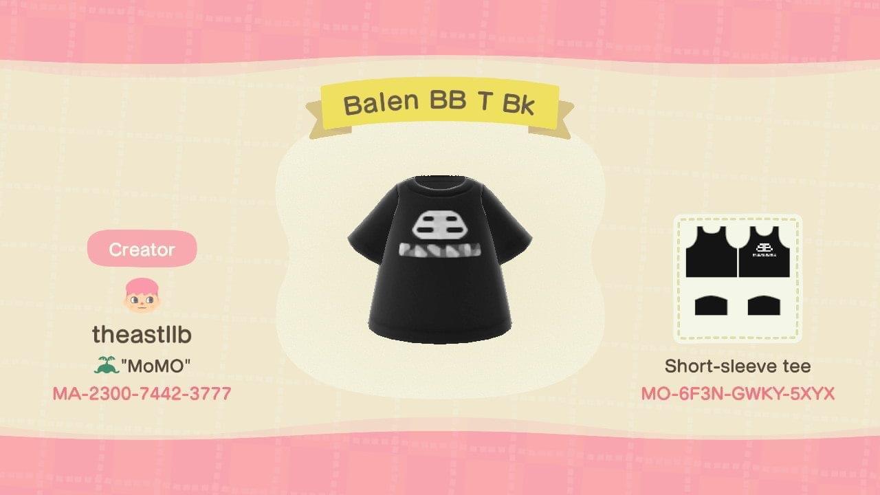 Animal Crossing Design Code: MO-6F3N-GWKY-5XYX Balenciaga BB T Bk