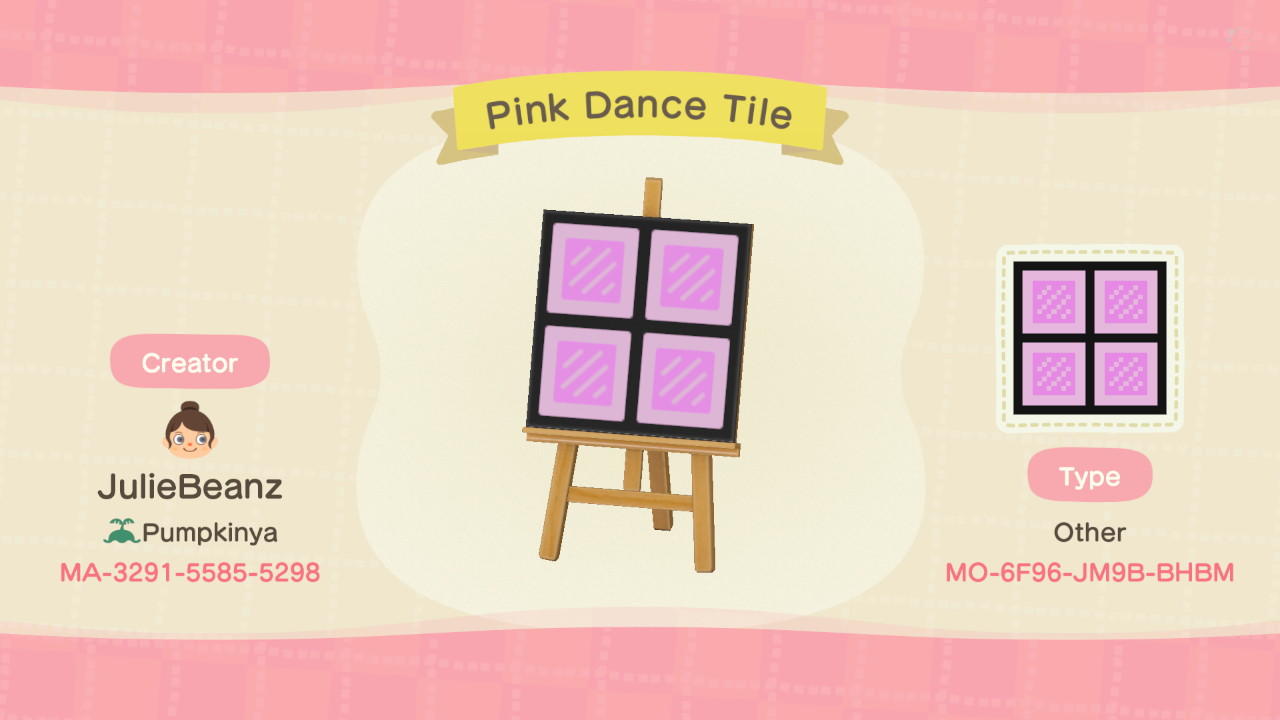 Animal Crossing Design Code: MO-6F96-JM9B-BHBM Pink Dance Tile