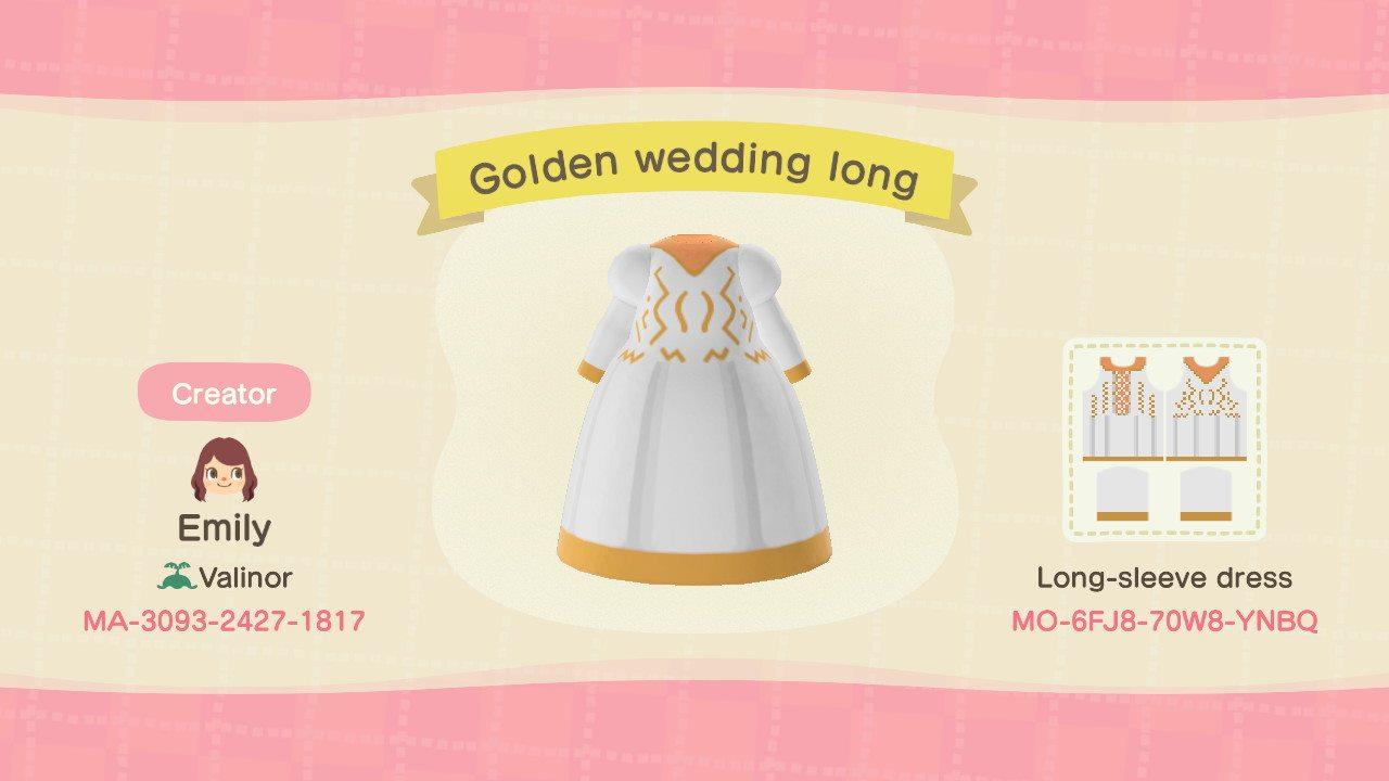 Animal Crossing Design Code: MO-6FJ8-70W8-YNBQ Golden wedding long