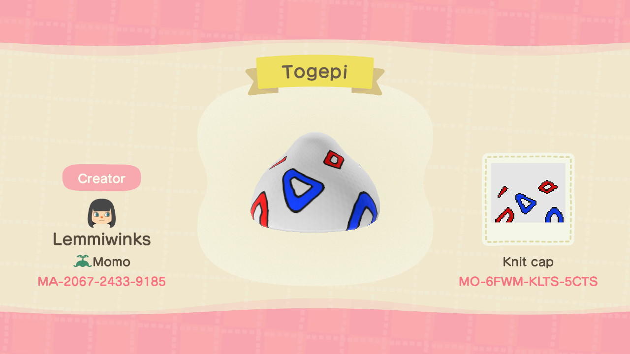 Animal Crossing Design Code: MO-6FWM-KLTS-5CTS Togepi