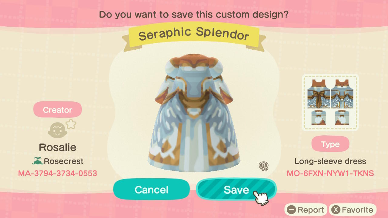 Animal Crossing Design Code: MO-6FXN-NYW1-TKNS Seraphic Splendor