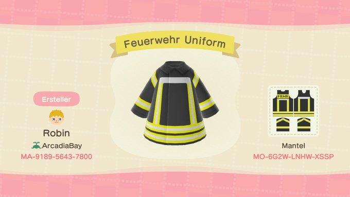 Animal Crossing Design Code: MO-6G2W-LNHW-XSSP German Firefighter U