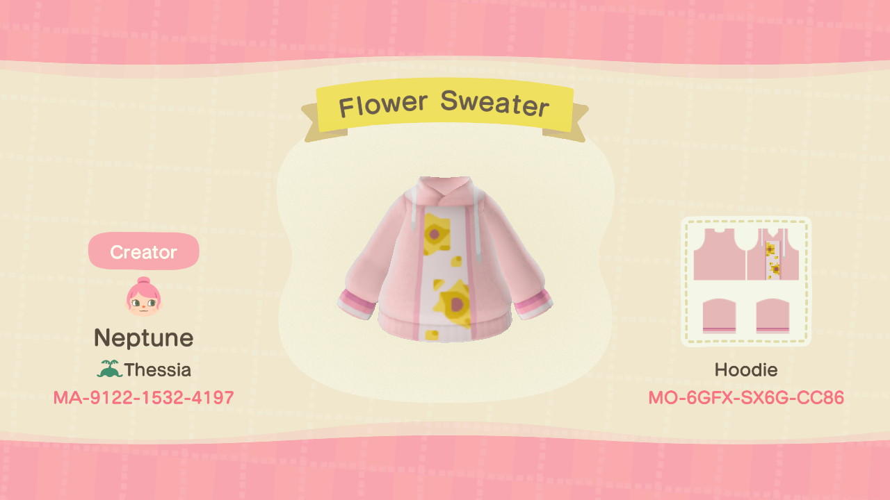 Animal Crossing Design Code: MO-6GFX-SX6G-CC86 Flower Sweater