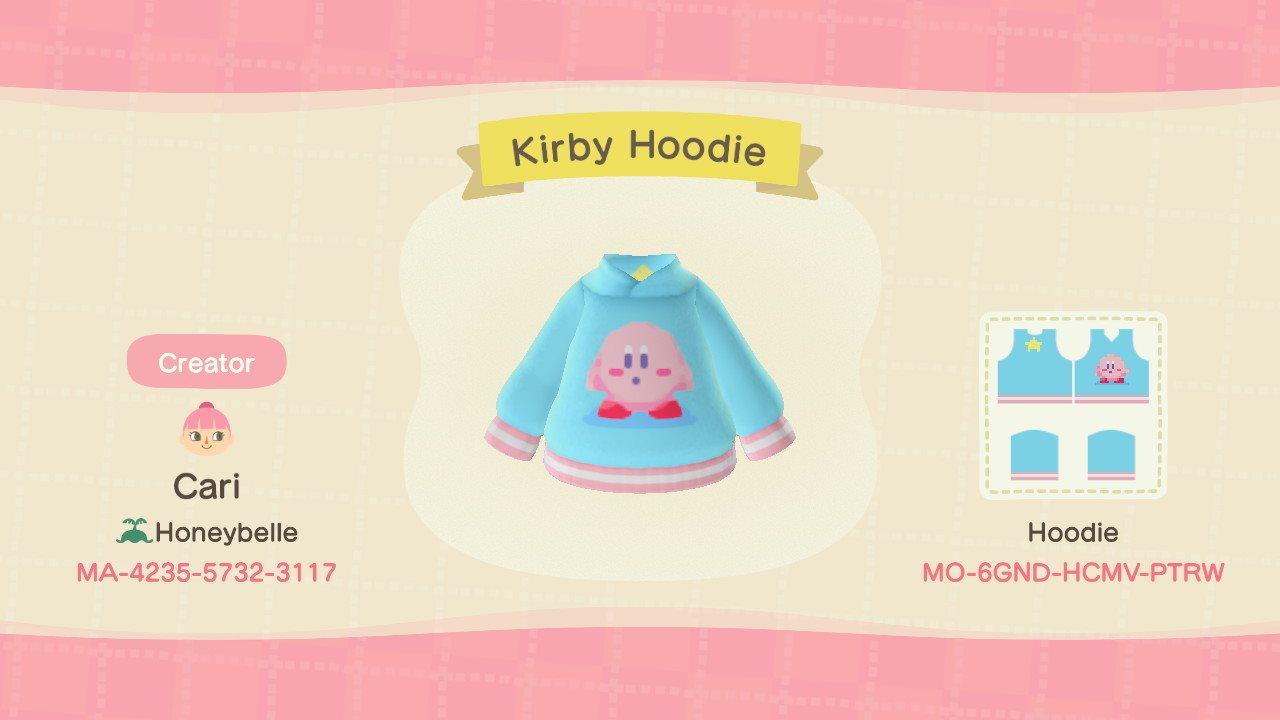 Animal Crossing Design Code: MO-6GND-HCMV-PTRW Kirby Hoodie