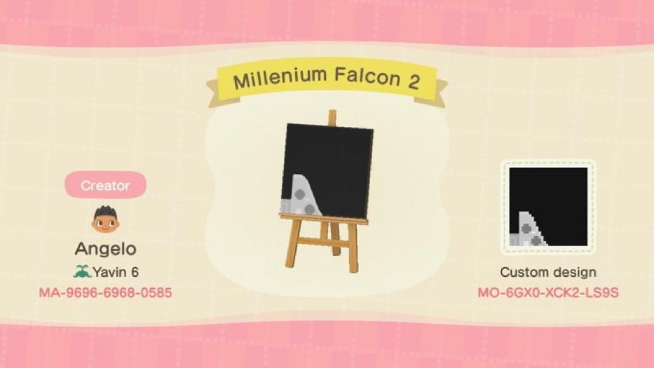 Animal Crossing Design Code: MO-6GX0-XCK2-LS9S Millennium Falcon 2