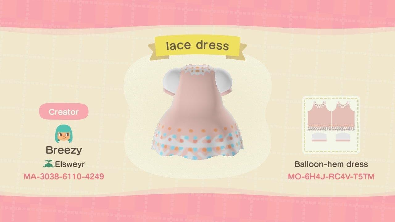 Animal Crossing Design Code: MO-6H4J-RC4V-T5TM lace dress