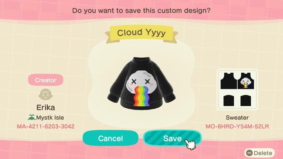 Animal Crossing Design Code: MO-6HRD-Y54M-52LR Cloud Yyyy