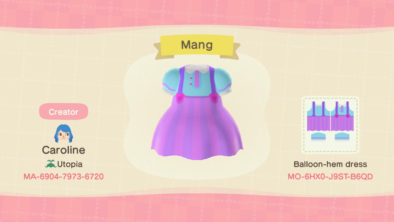Animal Crossing Design Code: MO-6HX0-J9ST-B6QD Mang
