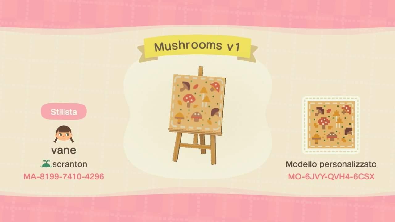 Animal Crossing Design Code: MO-6JVY-QVH4-6CSX Mushroom pattern