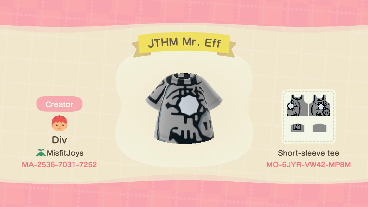 Animal Crossing Design Code: MO-6JYR-VW42-MP8M JTHM Mr. EFF