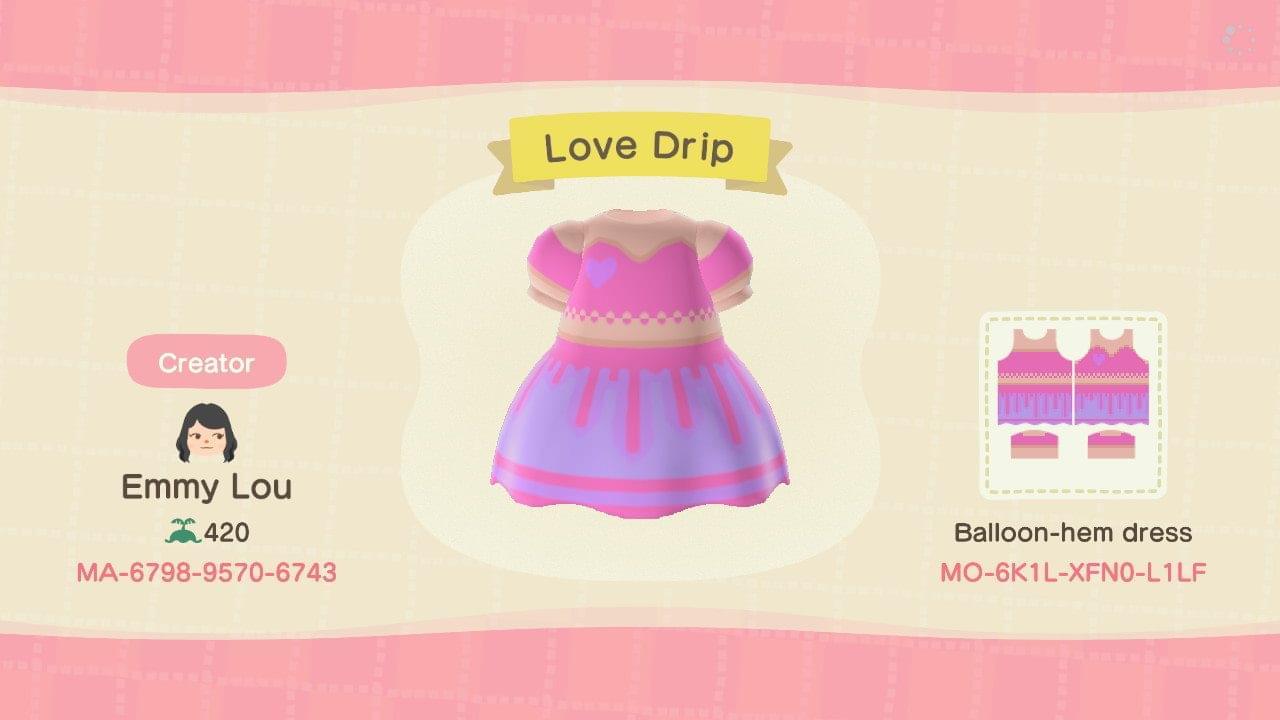 Animal Crossing Design Code: MO-6K1L-XFN0-L1LF Love Drip