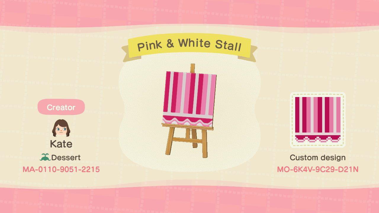 Animal Crossing Design Code: MO-6K4V-9C29-DS1N Pink and White Stall