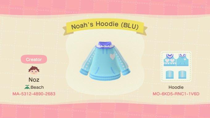 Animal Crossing Design Code: MO-6KD5-RNC1-1V8D Noahs Hoodie (BLU)