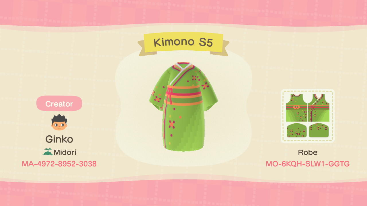 Animal Crossing Design Code: MO-6KQH-SLW1-GGTG Kimono S5