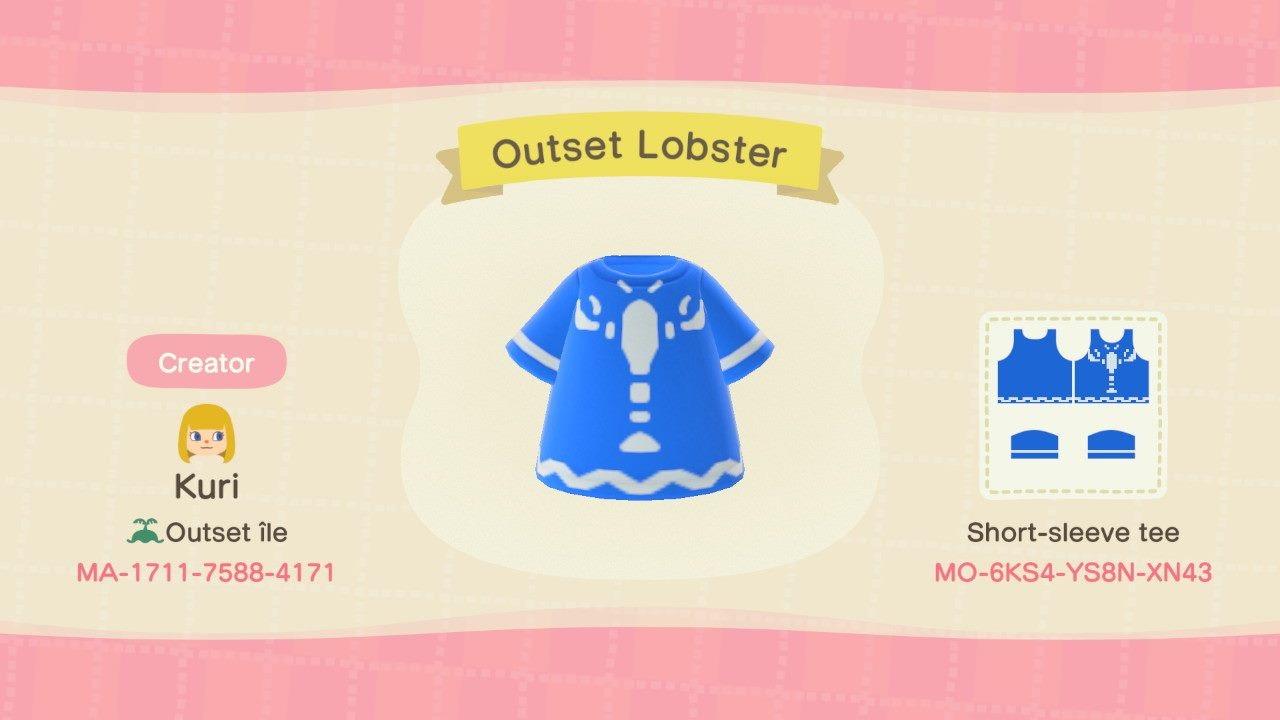 Animal Crossing Design Code: MO-6KS4-YS8N-XN48 Outset Lobster LoZWW